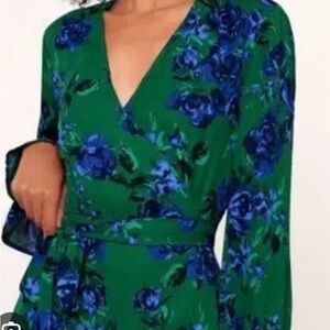 Lulu's Vibrant Green Wrap Dress